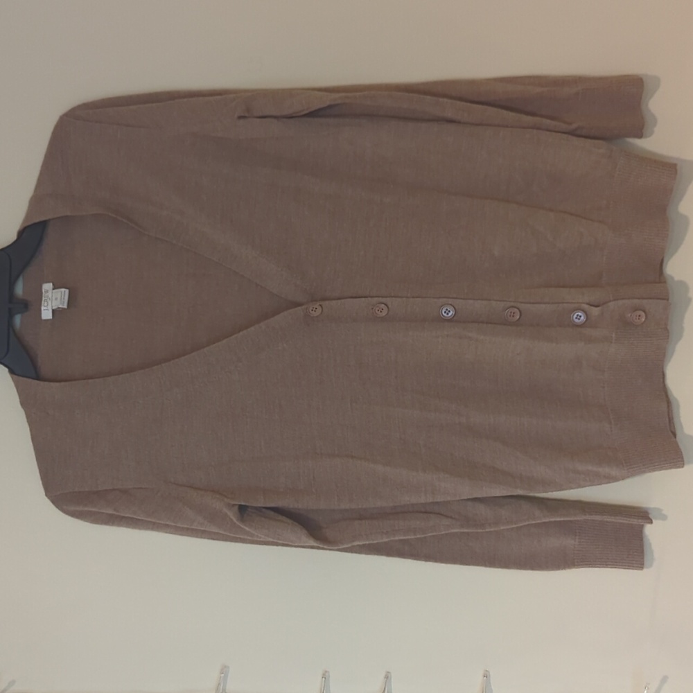 J. Crew Camel V-Neck Wool Cardigan, Size S